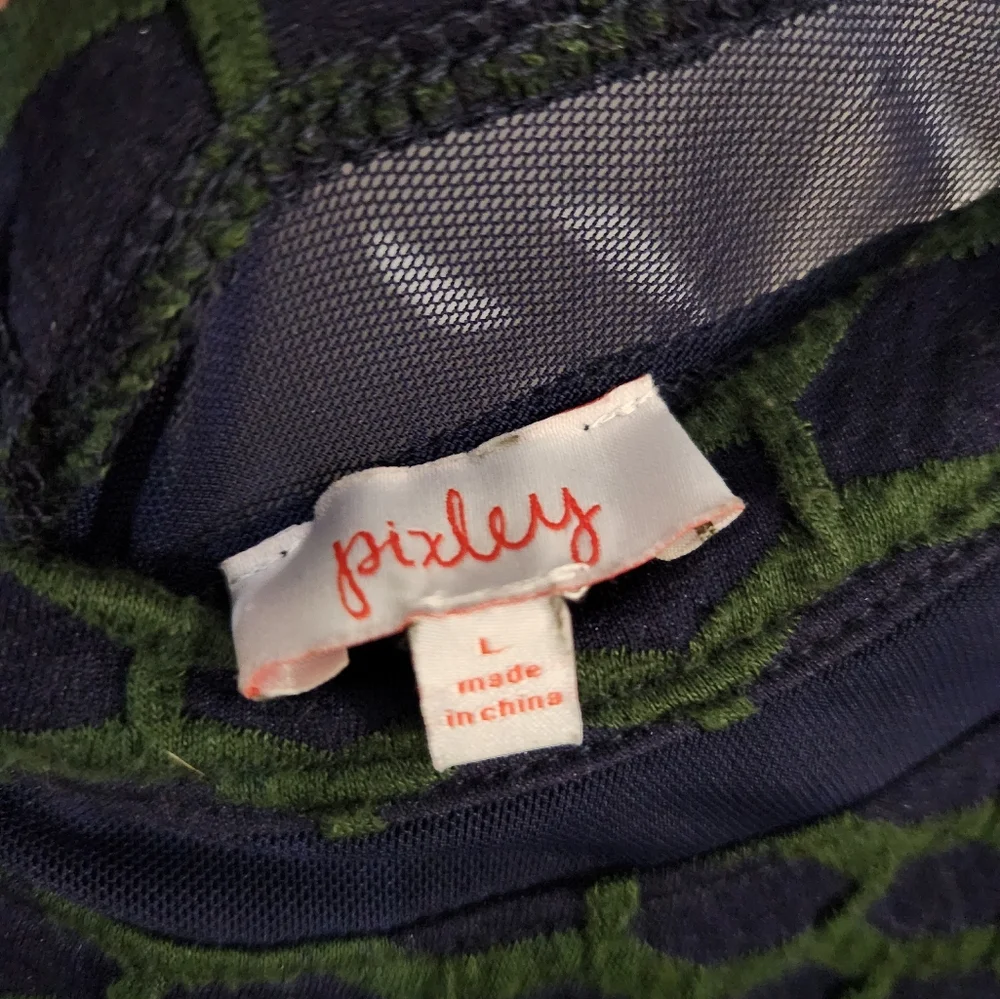 Pixley Blue and Green Casual Dress With Honeycomb Textured Pattern - Picture 8 of 12